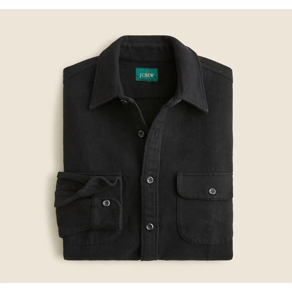 J.Crew Heavyweight Chamois Workshirt Mens M Black Button Up Long Sleeve Pockets - Picture 3 of 8